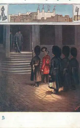 Yeomen of the Guard " Whose Keys? King George`s Keys " Raphael Tuck series postcard