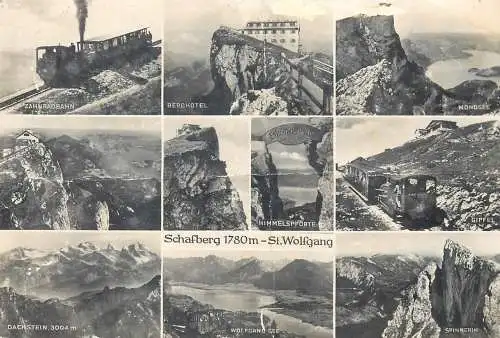 Austria Sankt Wolfgang bahn hotel scenic multi views postcard