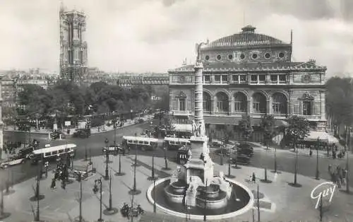 Paris place du Chatelet et tour Saint-Jacques surface public transport cpsm