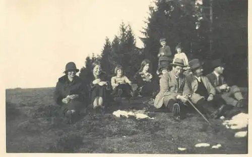 forest outing family types and scenes group photo memory Postcard real photo social history