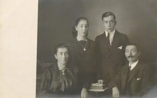 family types group picture Postcard real photo social history