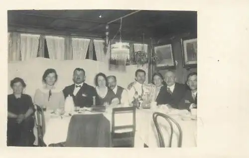 family at the table group picture types and scenes Postcard real photo social history
