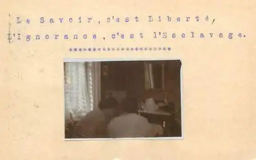 Post card memory types and scenes real photo social history Knowledge is Freedom Ignorance is Slavery quote