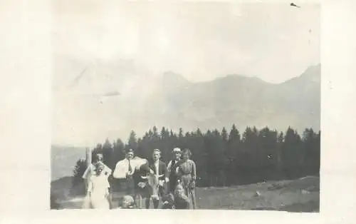 Post card memory Switzerland mountain scenery tourist types group picture real photo social history