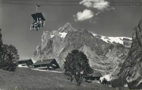 Grindelwald First-Bahn mit Wetterhorn 1956