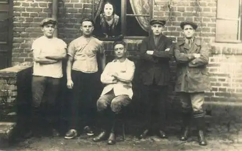 Post card memory group foto young boys friends types and scenes real photo social history