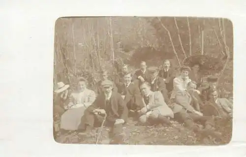 Post card memory group foto forest outing men and women types and scenes real photo social history