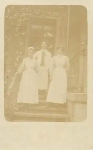 real photo social history Postcard doctor and nurses group photo