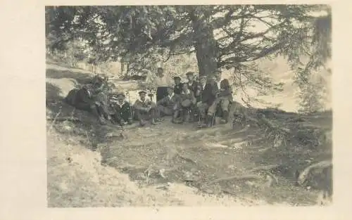 real photo social history Postcard type and scenes forest outing group photo