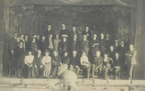 real photo social history Postcard theatre types and scenes group photo