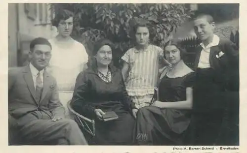 real photo social history Postcard family group photo types and scenes Photo H. Borner-Schmid Ennetbaden