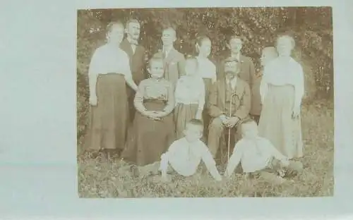 real photo social history memory Postcard family types and scenes group picture outdoor scenery