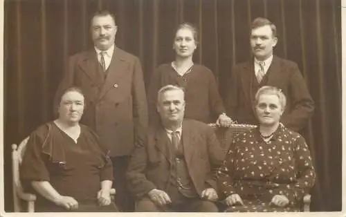 real photo social history memory Postcard elegant family types group picture