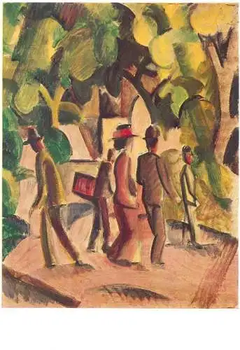 Paintings postcard Clemens Sels Museum Neuss August Macke promenade in Braun und Grun
