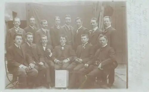 real photo social history memory Postcard types and scenes Munchen elegant gentlemen group picture