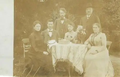 real photo social history memory Postcard elegant types and scene family picture