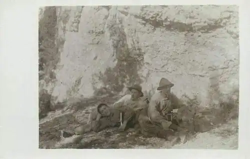 real photo social history memory Postcard outdoor scenery young men friends picture