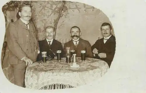 real photo social history memory Postcard elegant gentlemen having a drink
