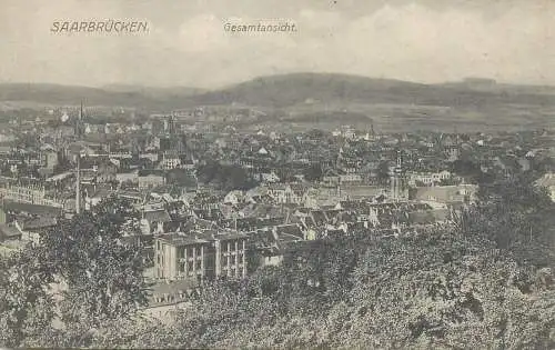 Saarbrücken panorama AK 1918