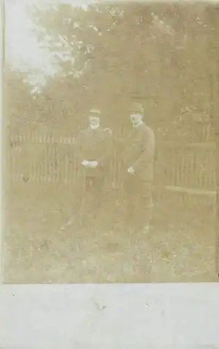 real photo social history memory Postcard Deutschland stamp men outdoor scenery picture