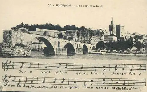 Avignon pont St. Benezet bridge & music lied song