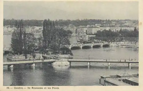Geneve Ile Rousseau et les Ponts