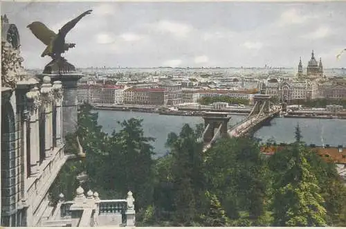 Budapest panorama Danube bridge 1926