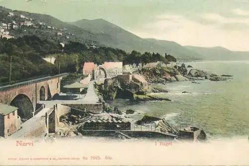 Italia Nervi bagni cartolina postale 1900s
