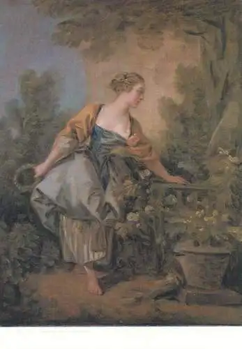 Paintings postcard Francois Boucher a young girl in a park