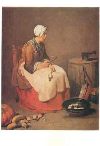 Paintings postcard Jean Baptiste Simeon Chardin Die Rubenputzerin Munchen