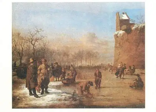 Paintings postcard Adriaen Van de Velde Eisbelustigung auf dem Stadtgraben Dresden