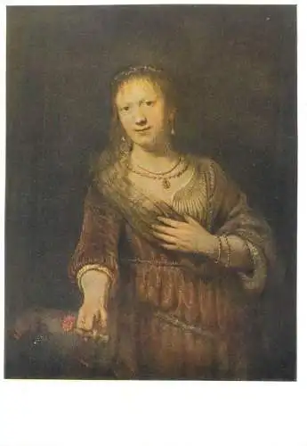 Paintings postcard Rembrandt Van Rijn Saskia mit der roten Blume 1976