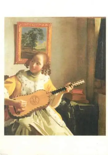 Paintings postcard Ian Vermeer van Delft Die Gitarrespielerin London