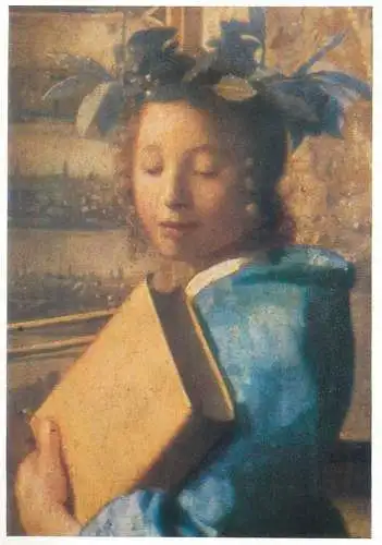 Paintings postcard Ian Vermeer van Delft Das Maler Atelier Wien