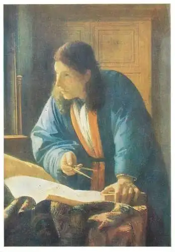 Paintings postcard Ian Vermeer Van Delft Der Geograph Frankfurt
