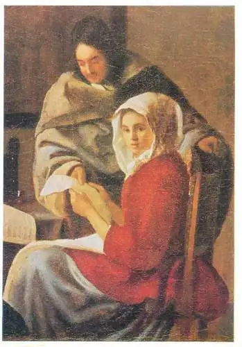 Paintings postcard Ian Vermeer Van Delft Die unterbrochene Musikstunde New York