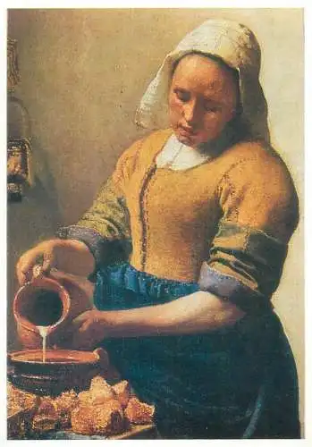 Paintings postcard Ian Vermeer Van Delft die Kuchenmagd Ausschnitt