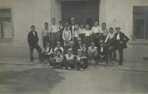 real photo social history memory Postcard types and scenes boys group photo