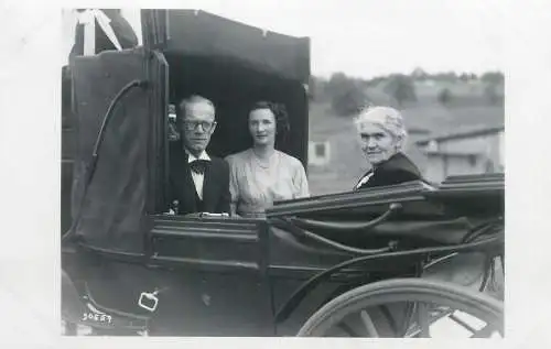 real photo social history memory postcard parents with their daughter in carriage family photo detail view