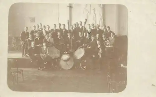 real photo social history postcard music band orchestra group picture