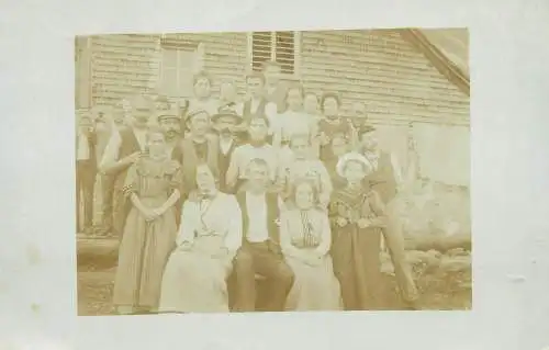 real photo social history postcard countryside types and scenes villagers group photo