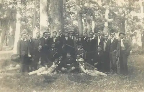 ethnic types and scenes music band group photo forest scenery social history real photo memory postcard