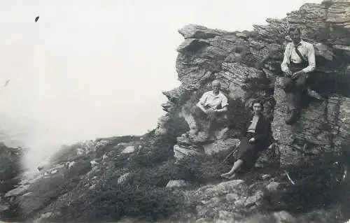 tourist types men and woman at the mountain photo history real photo memory post card