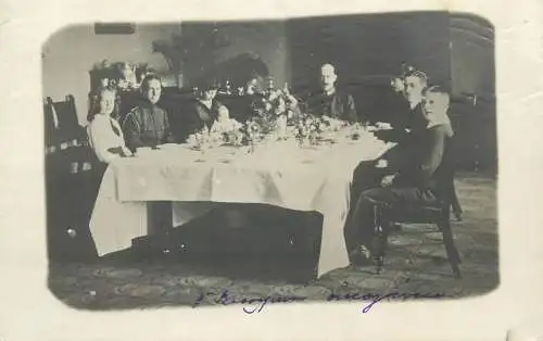 family at the dinner table social history real photo memory postcard