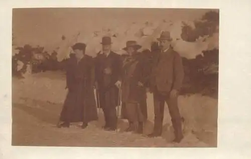 elegant gentlemen and ladies group picture social history real photo memory postcard