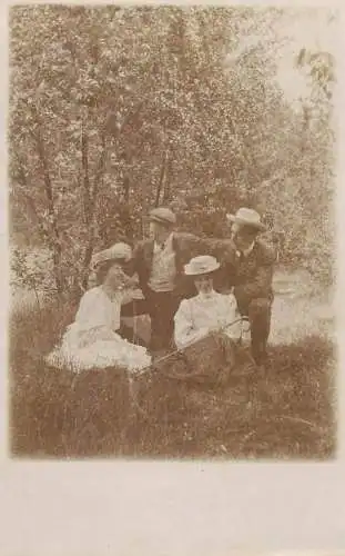 lovers couples in forest outdoor scenery social history real photo memory postcard