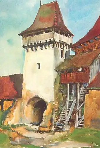 Romania art Juliana Fabritius-Dancu Transylvania citadel tower Viscri Brasov