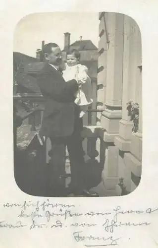 Postcard Children and family groups portrait social history father and daughter photo
