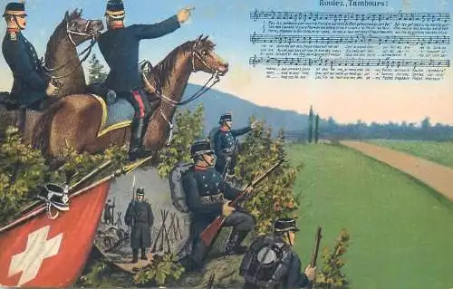Swiss army cavalry infantry military song lied Roulez, Tambours !