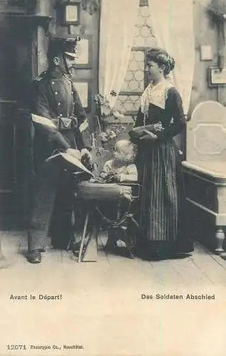Swiss military armee suisse avant le Depart 1907 soldier family